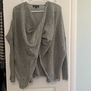 Heather grey twist sweater poncho
